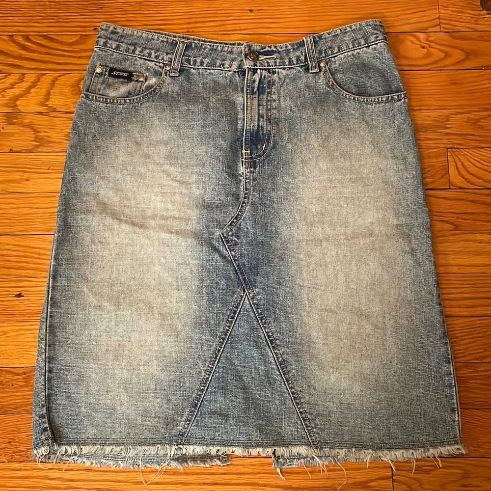 Squeeze Stephen Hardy Denim Skirt - Size 9/10